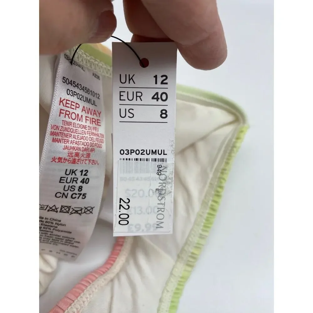 NWT‎ TOPSHOP Swim Bottoms Womens Sz 8 Lined Bikini Tye Dyed